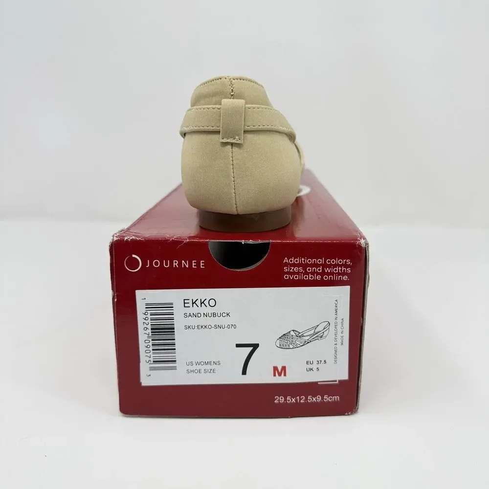 Journee Collection Ekko Sand Flats Sand Nubuck Women’s Size 7